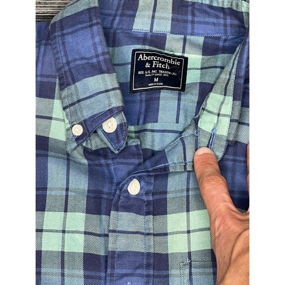 Abercrombie & Fitch Blue Plaid Long Sleeve Shirt - Picture 5 of 6